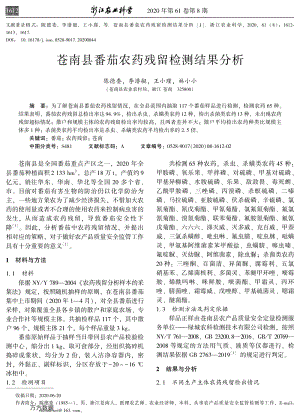 蒼南縣番茄農(nóng)藥殘留檢測結(jié)果分析.pdf