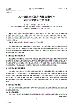 蘇中沿海地區(qū)越冬大棚青椒生產(chǎn)應(yīng)對(duì)災(zāi)害性天氣的舉措.pdf