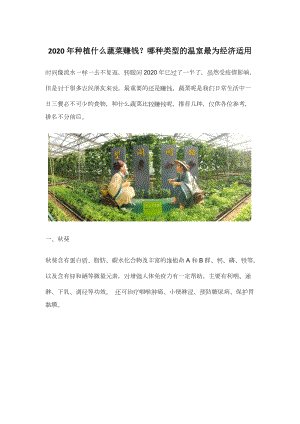 2020年種植什么蔬菜賺錢？哪種類型的溫室最為經(jīng)濟(jì)適用.docx