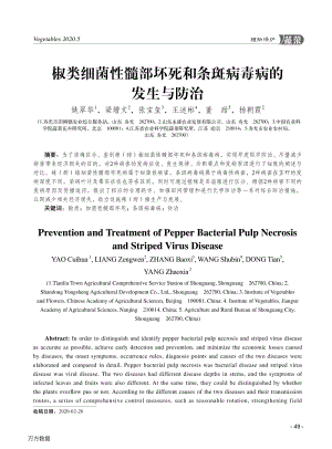 椒類細(xì)菌性髓部壞死和條斑病毒病的發(fā)生與防治.pdf