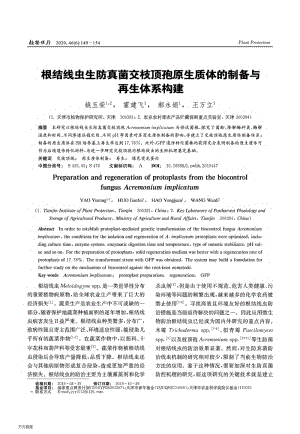 根結(jié)線蟲(chóng)生防真菌交枝頂孢原生質(zhì)體的制備與再生體系構(gòu)建.pdf