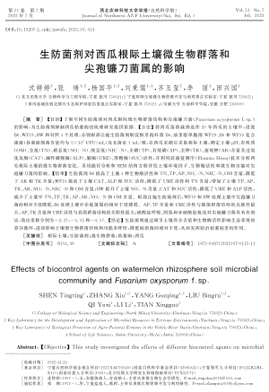 生防菌劑對西瓜根際土壤微生物群落和尖孢鐮刀菌屬的影響.pdf