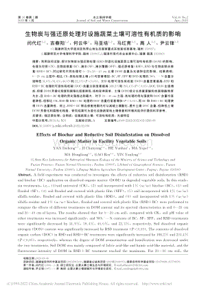 生物炭與強(qiáng)還原處理對(duì)設(shè)施蔬菜土壤可溶性有機(jī)質(zhì)的影響.pdf