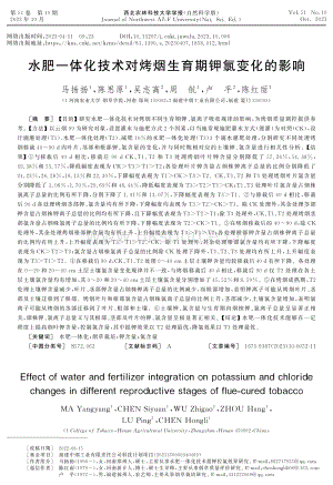 水肥一體化技術(shù)對烤煙生育期鉀氯變化的影響.pdf