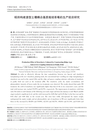 稻田構(gòu)建壟型土槽耦合基質(zhì)栽培草莓的生產(chǎn)效應(yīng)研究.pdf