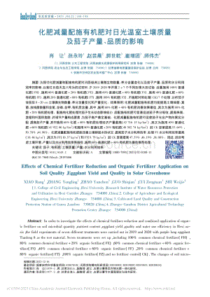 化肥減量配施有機肥對日光溫土壤質(zhì)量及茄子產(chǎn)量、品質(zhì)的影響.pdf