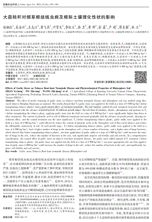 大蒜秸稈對煙草根結(jié)線蟲病及根際土壤理化性狀的影響.pdf