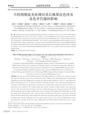 不同周期藍(lán)光處理對(duì)采后桃果皮色澤及花色苷代謝的影響.pdf