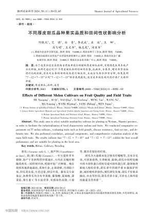 不同厚皮甜瓜品種果實品質(zhì)和田間性狀影響分析_何曉慶.pdf