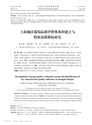 上海地區(qū)葡萄品質(zhì)評(píng)價(jià)體系的建立與特征品質(zhì)指標(biāo)研究.pdf